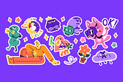 Funny doodle icons set, backgrounds, an Object Illustration by PaperTrident (Thumbnail 3 of 10)