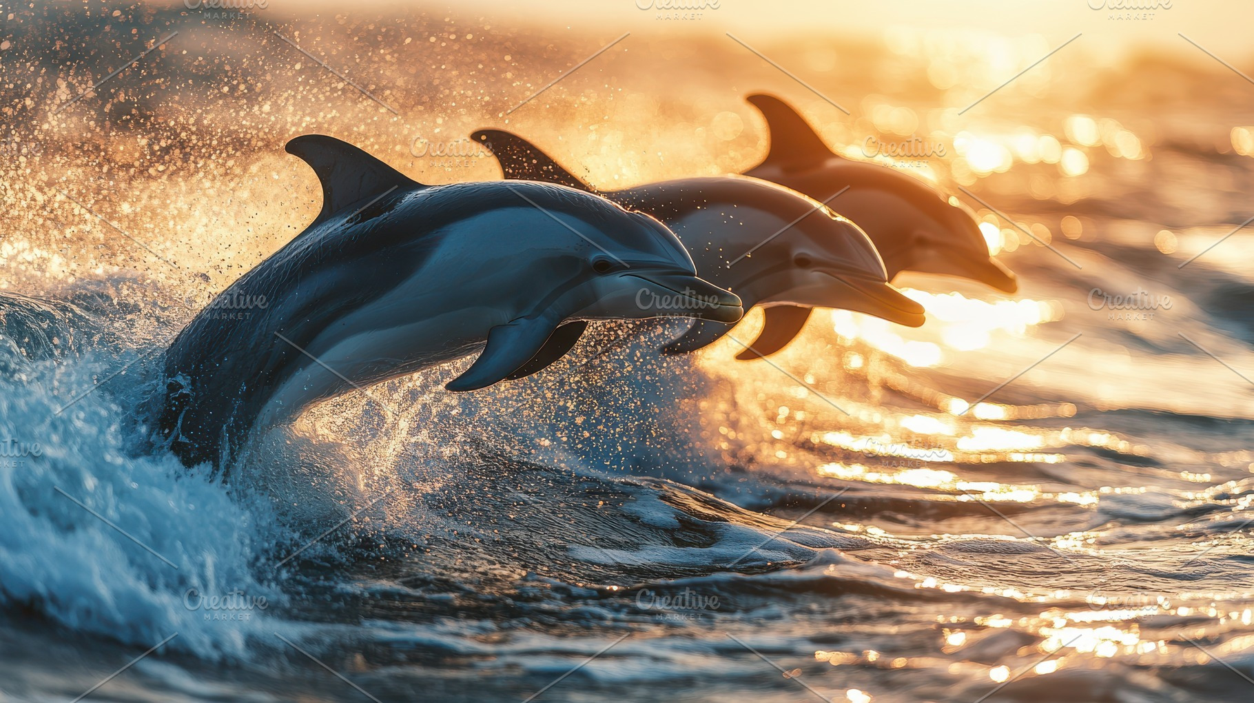 Dolphins leaping from the ocean wave, a Background Photo by Pixeness
