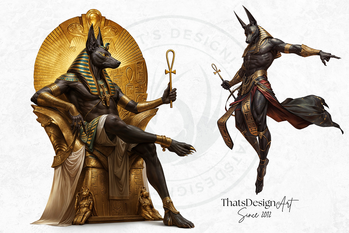 Egyptian God Anubis clipart Set, an Education Illustration by ThatsDesignArt (Photo 7 of 10)