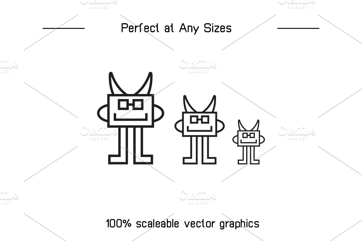 Cute Monster Character Icons, an Outline Icon by Designfour (Photo 7 of 7)