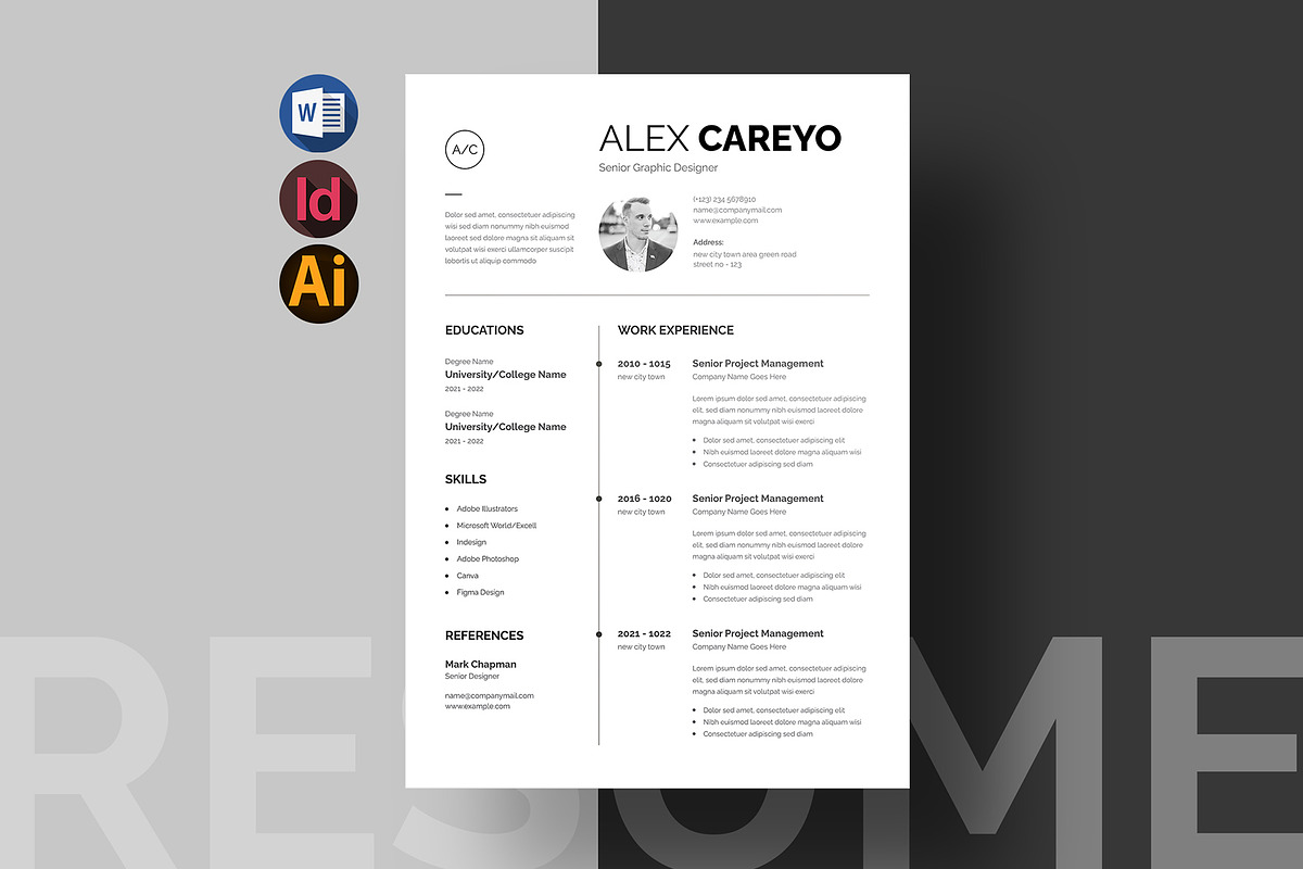 Resume/CV | Word, a Resume Template by Pixelpick (Photo 1 of 4)