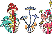 Mushrooms - color and outline, an Illustration by Valeri Nick (Thumbnail 2 of 6)