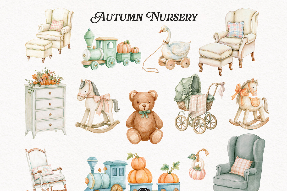 Fall Nursery Atelier Clipart Bundle, an Animal Illustration by PaintPixelCo (Photo 4 of 16)
