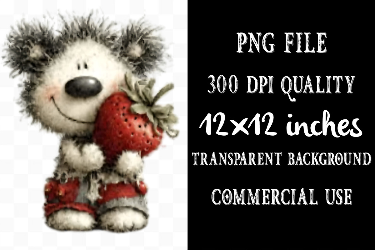 Strawberry Bear PNG Clipart, an Animal Illustration by Designking (Photo 4 of 5)
