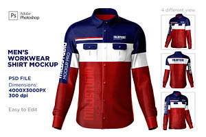 Men's workwear shirt set mockup