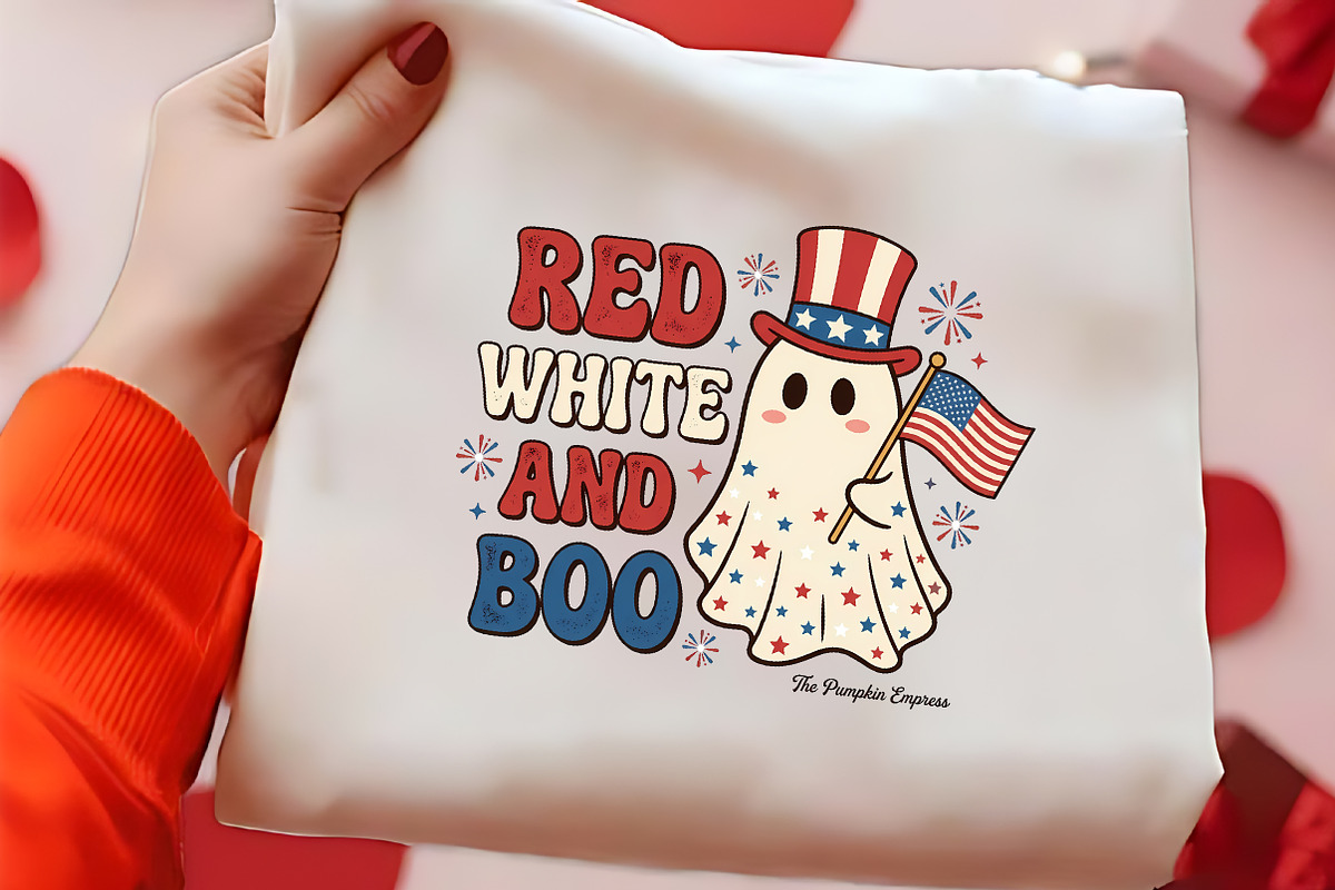 Red White And Boo Patriotic PNG, a Seasonal Illustration by CrexoraLab (Photo 2 of 4)