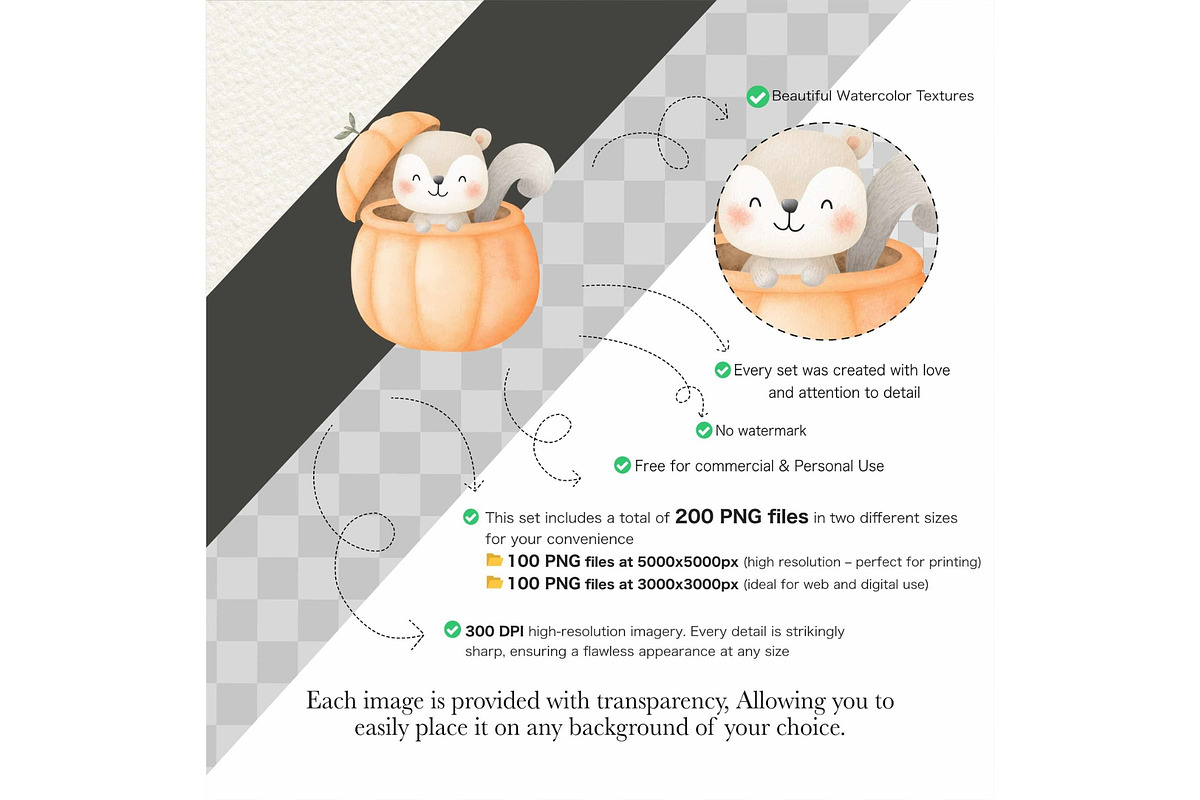 Watercolor Pumpkin Patch Animal, an Animal Illustration by CharmClipart (Photo 2 of 10)