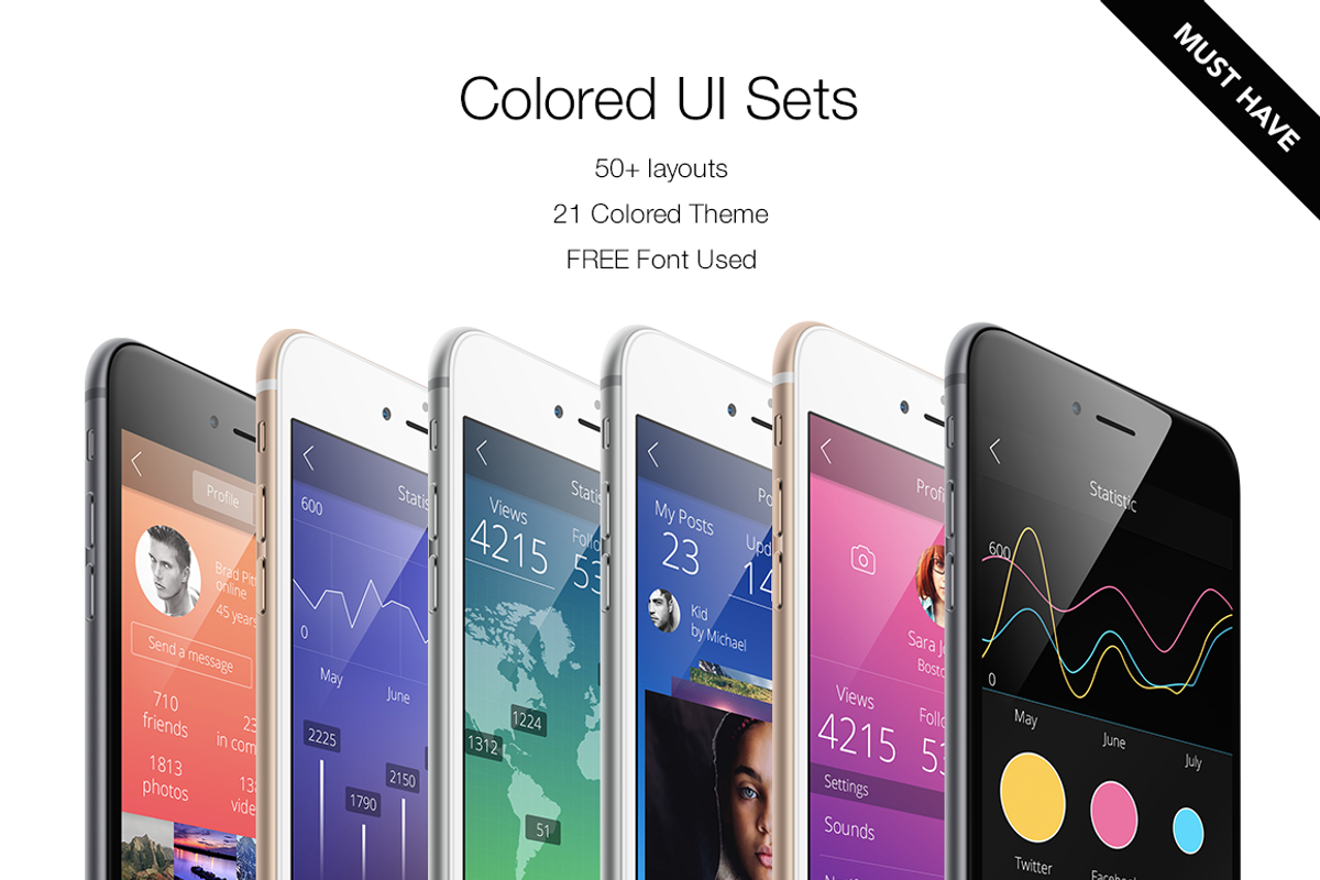 Colored UI Sets 21 Color, an UI Kit Template by Yuriy Kondratkov (Photo 1 of 5)