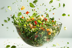 Fresh Green Salad in Glass Bowl Ingr, a Food & Drink Photo by Pixeness Studio