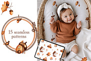 Cozy Autumn - baby clipart & pattern, a Seasonal Illustration by Linerisyart (Thumbnail 6 of 16)