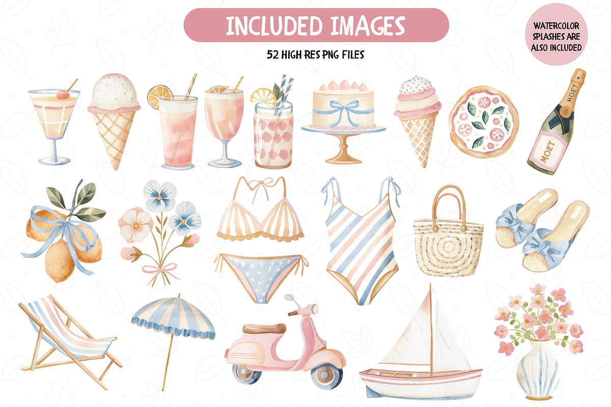 Watercolor Coquette Summer Clipart, an Illustration by TatiMockup (Photo 2 of 5)