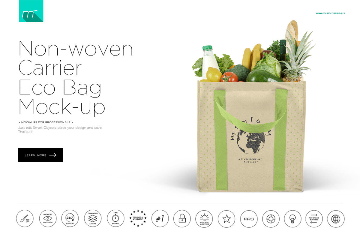 Non-woven Carrier Eco Bag Mock-up, a Product Mockup by BlackMocca (Photo 1 of 7)