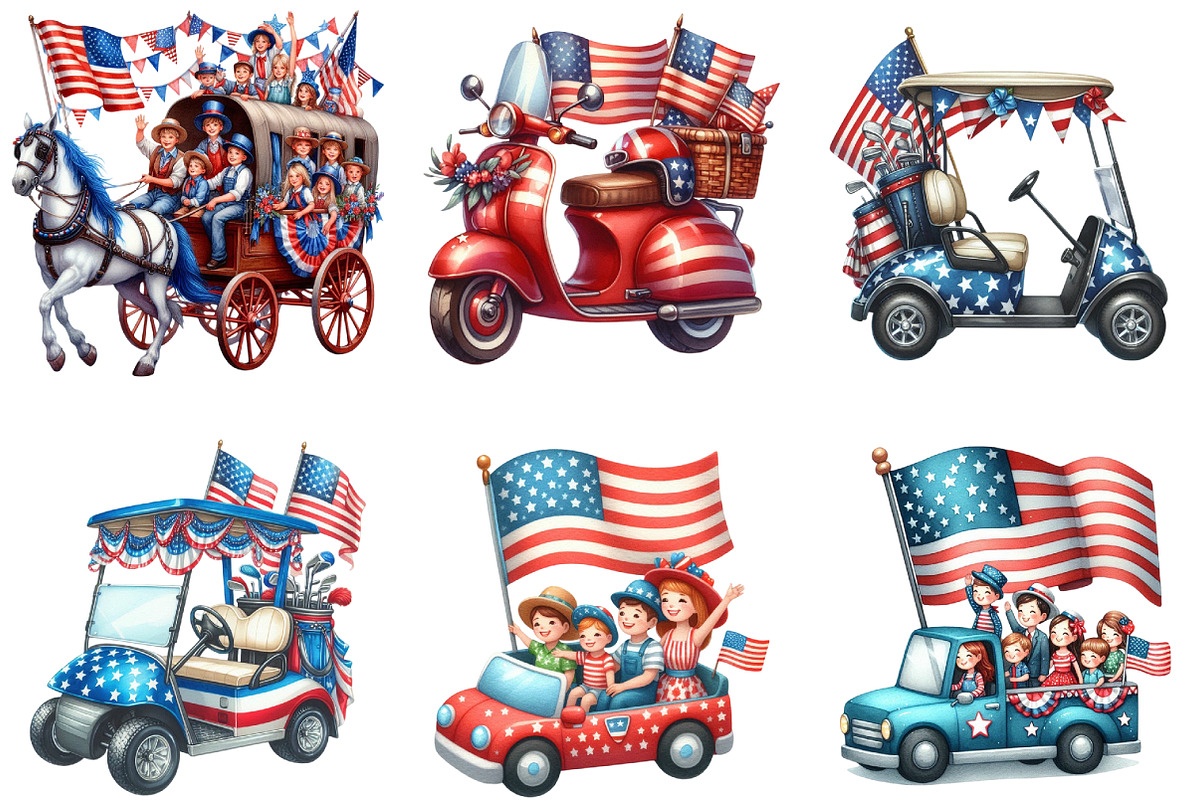 Memorial Day Car Parade Clipart, an Illustration by DreamArtGraphic (Photo 3 of 4)