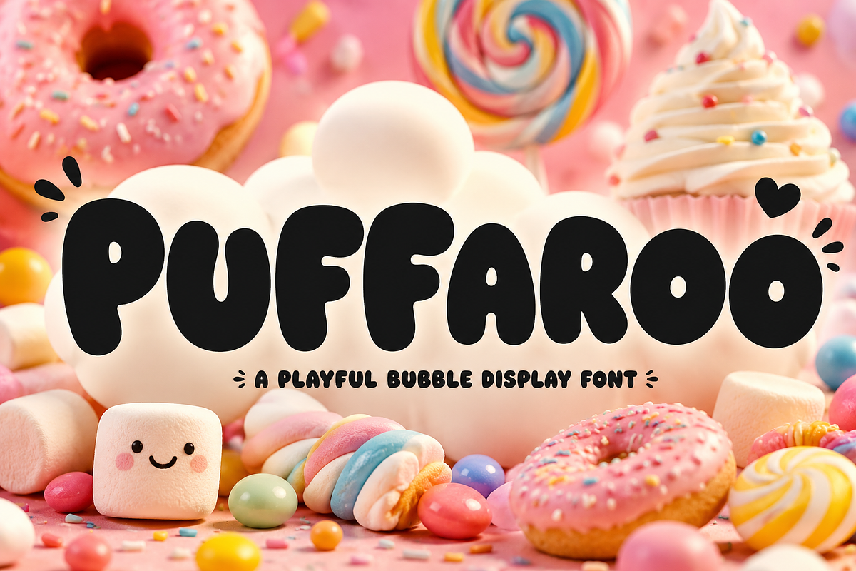 Puffaroo – Playful Bubble Font, a Sans Serif Font by RAHMAT (Photo 3 of 11)