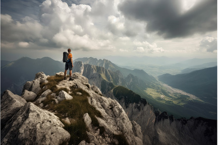 hiker making the ascent to a, a Nature Photo by Sergey Kotenev