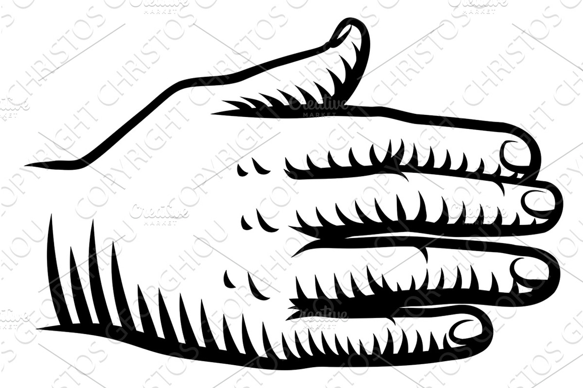 Hand Palm out Back or Rear Vintage, a Person Illustration by Christos Georghiou
