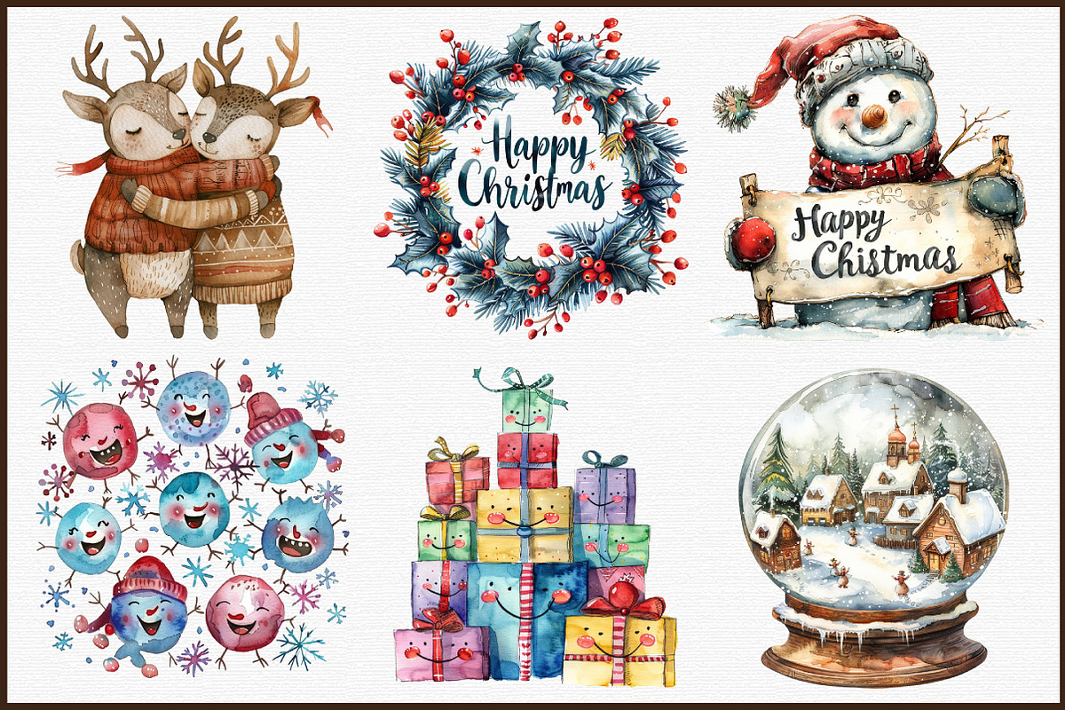 Happy Christmas Clipart Bundle, an Illustration by Sublimation Artist (Photo 3 of 6)