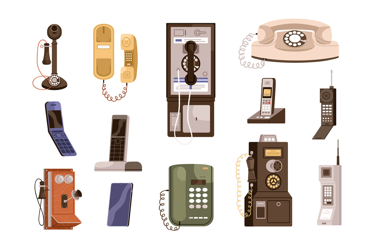 Vintage and modern phones set, an Object Illustration by Good Studio (Photo 3 of 3)