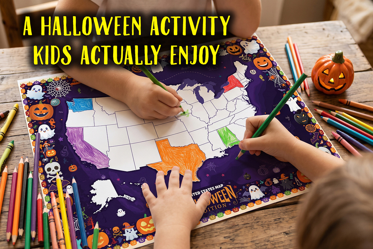 Halloween USA Map Printable Bundle, an Education Illustration by AdrianDragne (Photo 8 of 11)