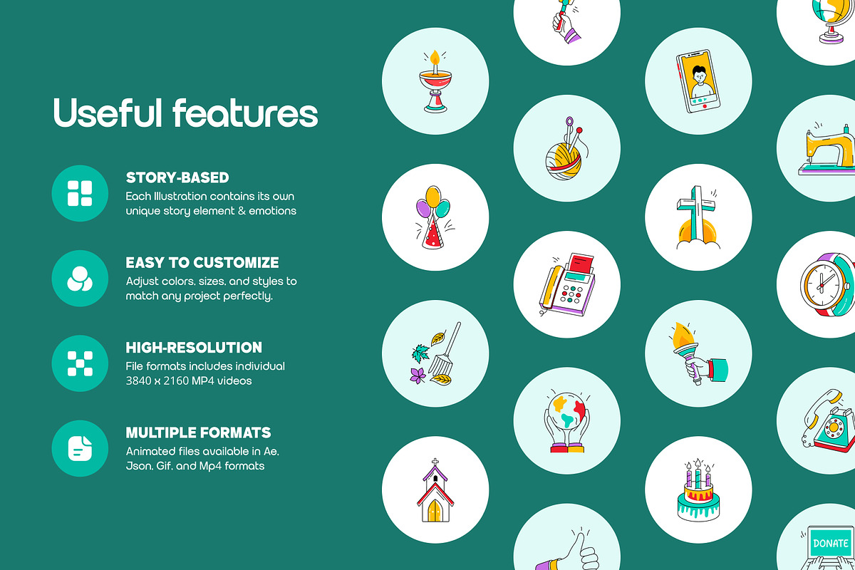 Animated Everyday Doodle Icons, an Emoji Icon by Creative Stall (Photo 2 of 4)