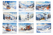 Winter mountain landscape, a Seasonal Illustration by AkvarelRiver (Thumbnail 5 of 6)