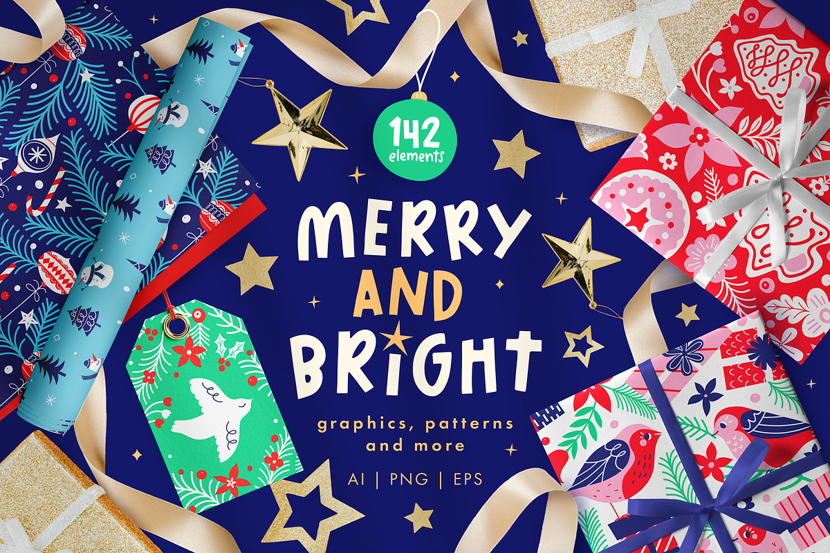 Merry & Bright Graphic Collection, a Seasonal Illustration by rouxsupplyco (Photo 1 of 11)