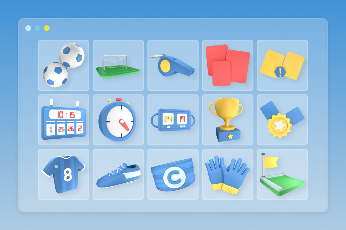 Premium 3D Football Icon Set for UI, a Sport Illustration by twinstd (Photo 6 of 6)