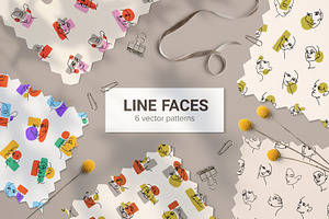 Abstract line faces seamless pattern, a Pattern Graphic by PaperTrident