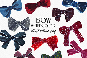 Watercolor clipart colorful bows