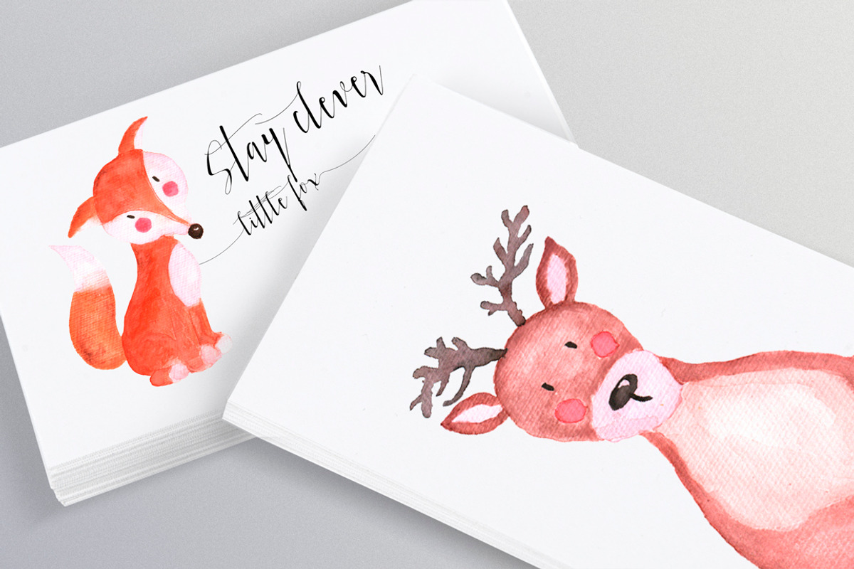 Woodland animals Watercolor Clipart, an Animal Illustration by Tanya Kart (Photo 3 of 5)