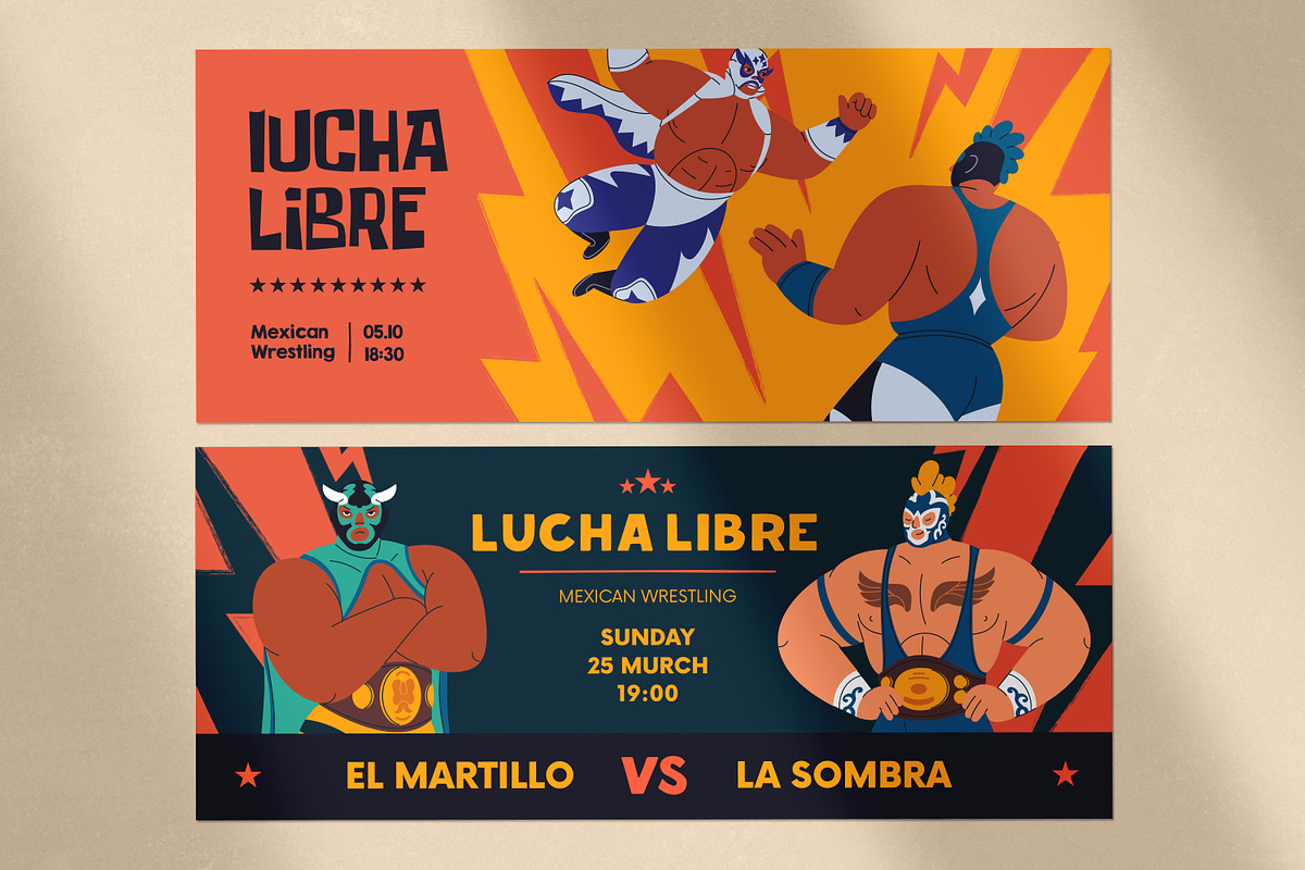 Mexican Lucha libre fight background, a Sport Illustration by Good Studio (Photo 4 of 7)