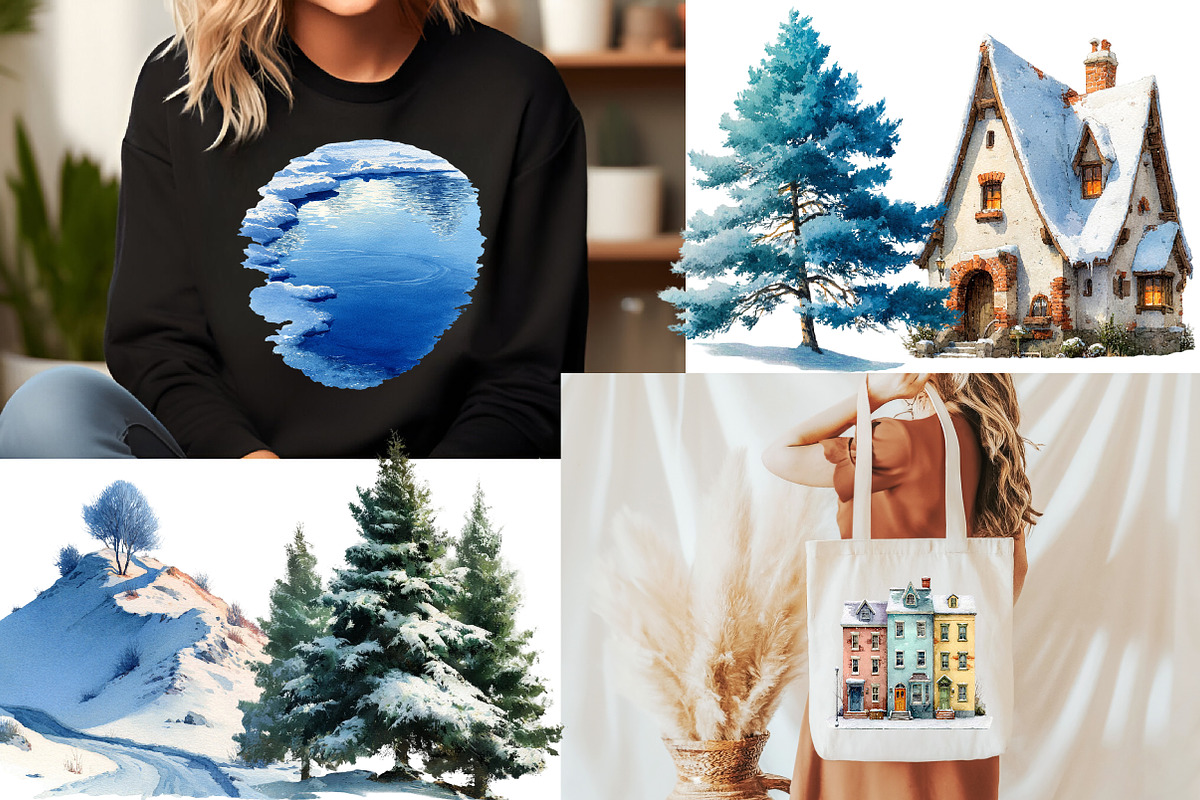 Winter Village Sublimation Clipart, an Illustration by Designworld (Photo 4 of 6)