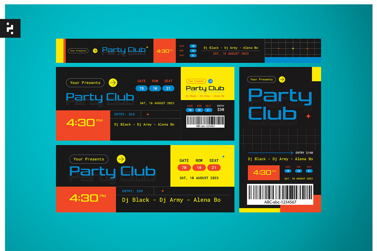 Modern Party Club Ticket, a Stationery Template by Neermana (Photo 1 of 4)