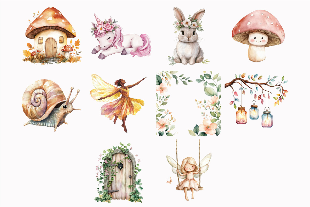Watercolor Fairy World Clipart, an Illustration by Design Market (Photo 5 of 5)