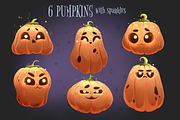 Magic Pumpkins Halloween Clipart, an Illustration by Samnay Arts (Thumbnail 3 of 10)