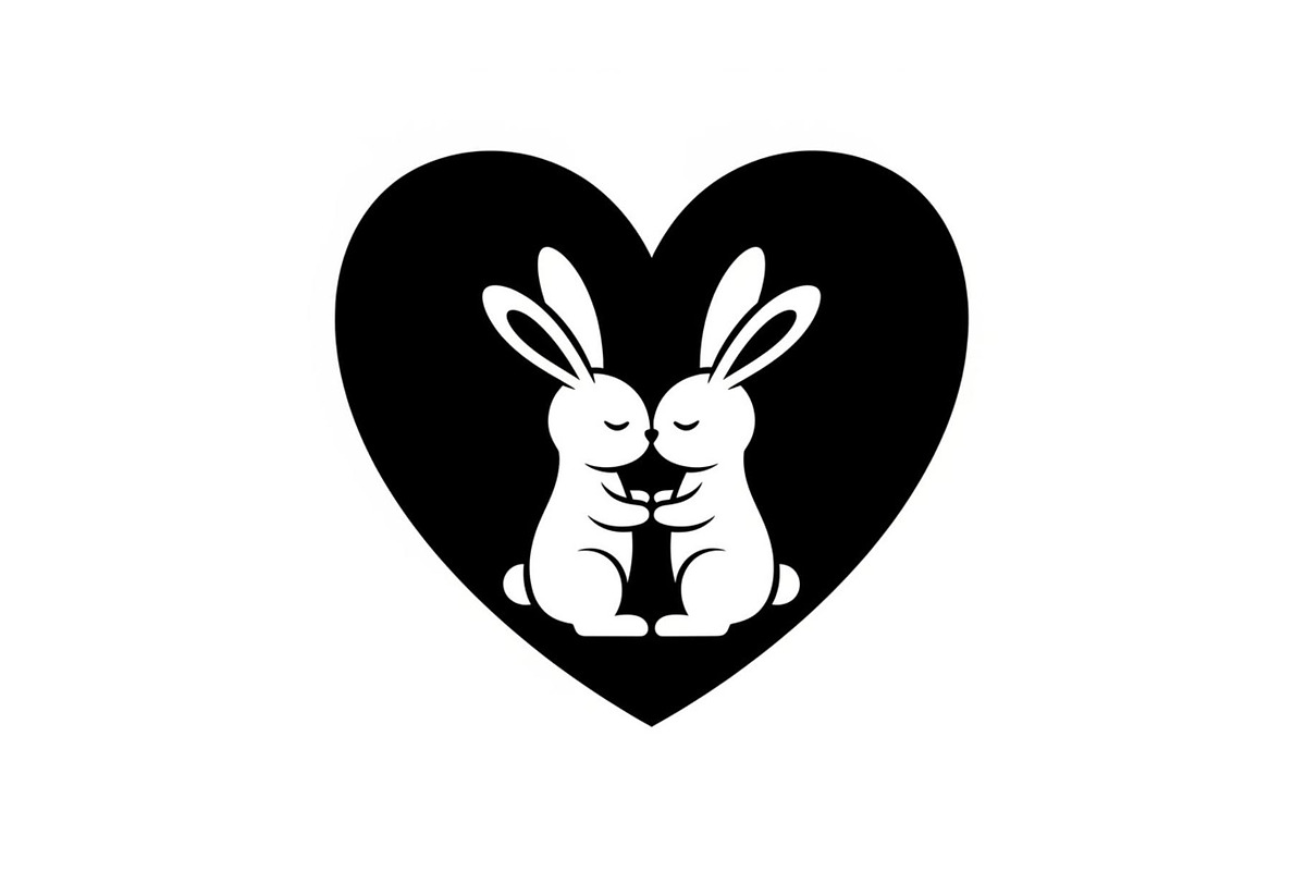 Cute Bunny Love Silhouette Icons, an Illustration by Creativeshirt (Photo 16 of 51)