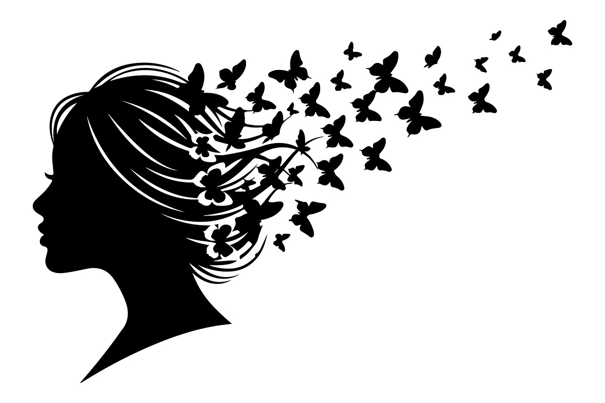 Woman Butterfly Hair Silhouette, an Object Illustration by yasushie (Photo 30 of 31)