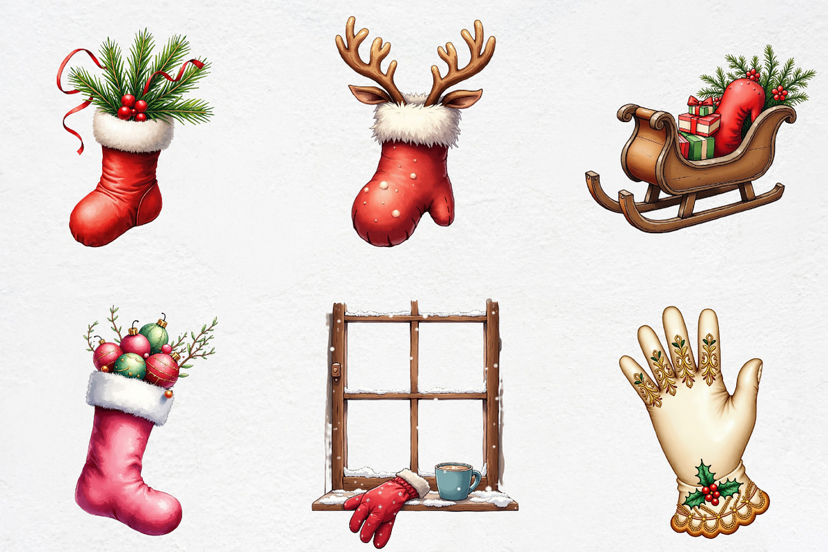 Christmas Glove Sublimation Clipart, an Illustration by CrexoraLab (Photo 2 of 5)
