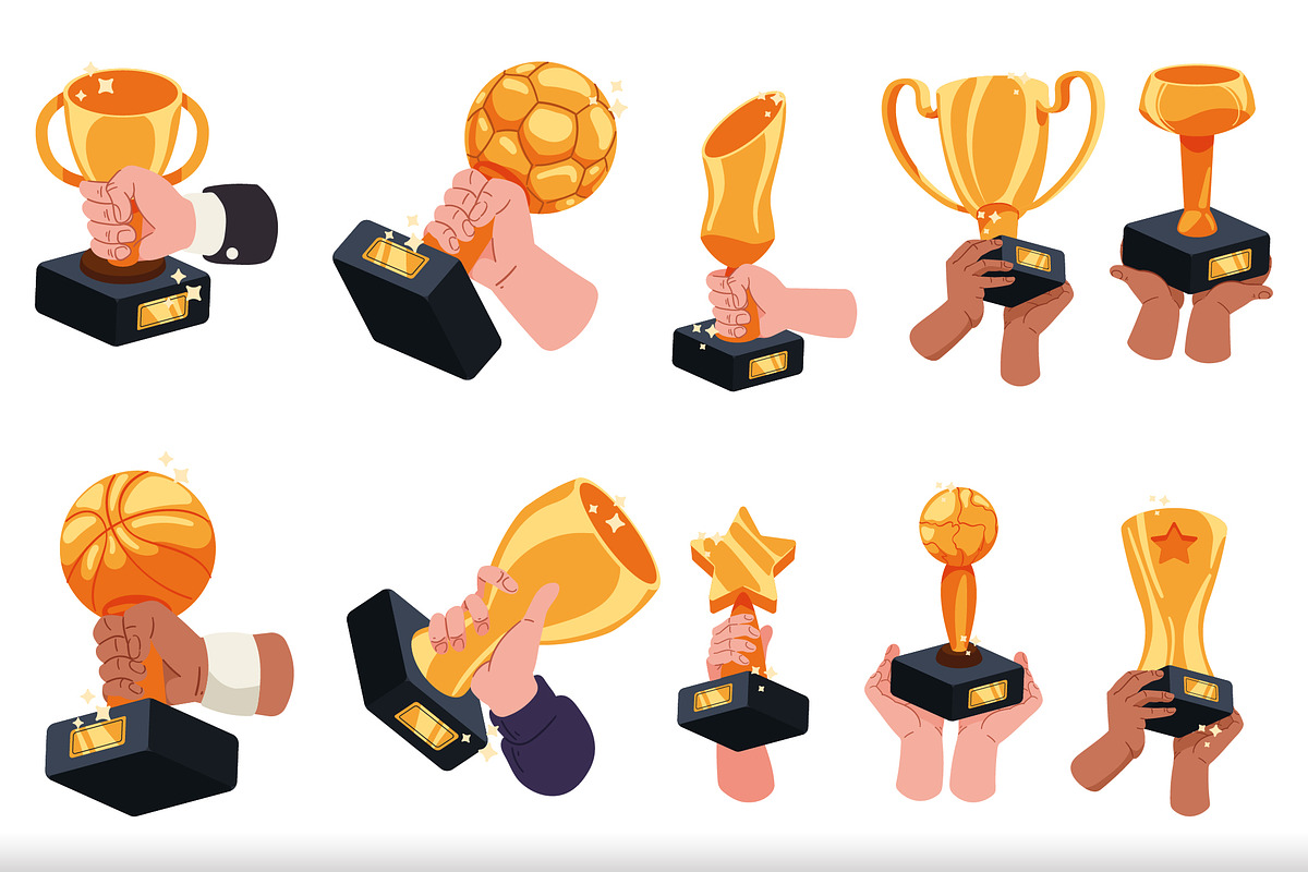 Hand With Trophy & Award Set