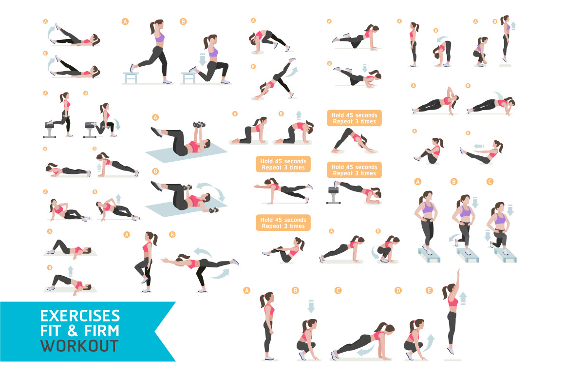 Woman Fitness Aerobic and Exercises., a Healthcare Illustration by ...