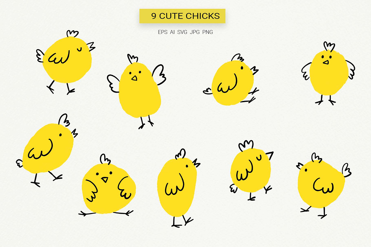 Cute Chicks – Clipart & Pattern, an Animal Illustration by Irina Ostapenko (Photo 2 of 4)