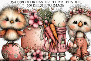 Watercolor Easter Clipart Bundle, an Illustration by Canvas Craft