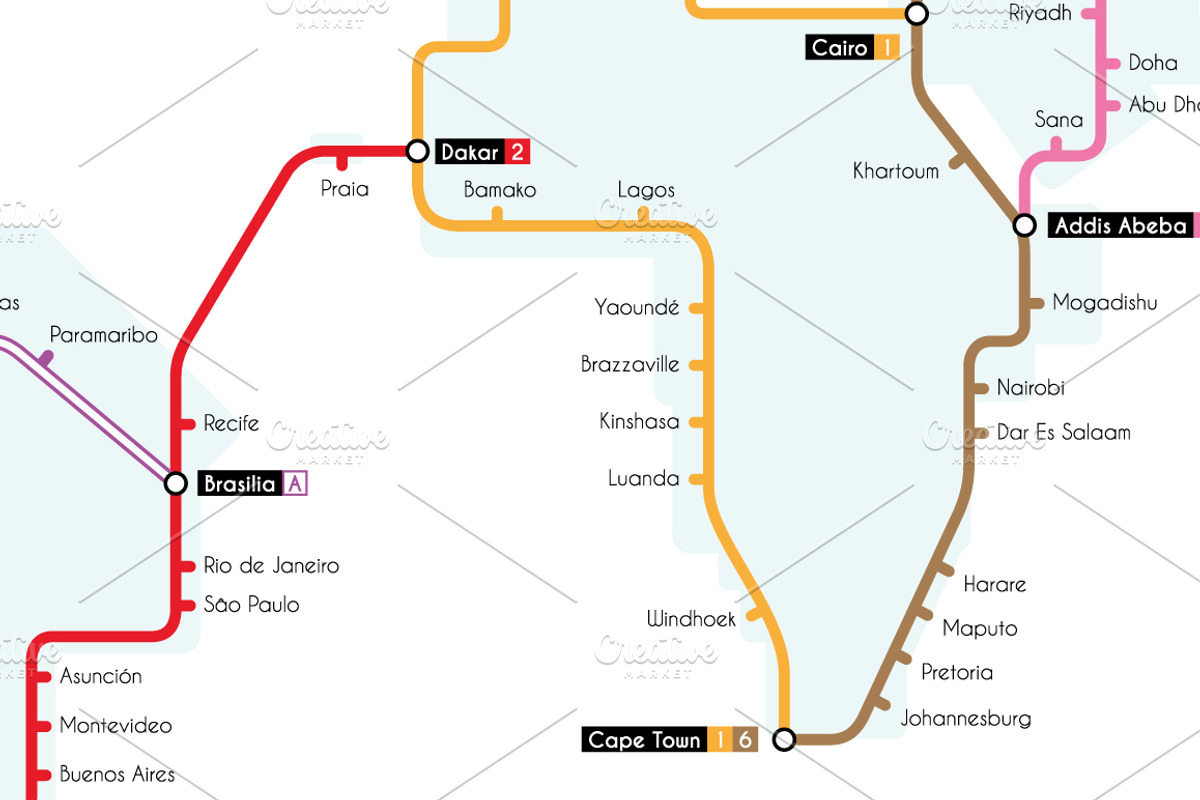 World Metro Map Vector Illustration, an Education Illustration by asantosg (Photo 7 of 9)