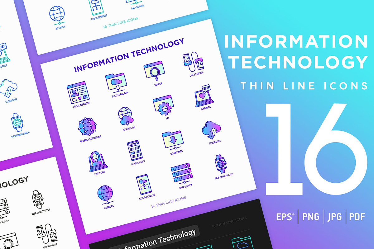 Information Technology Icons Set, an Outline Icon by Alex Blogoodf (Photo 1 of 7)