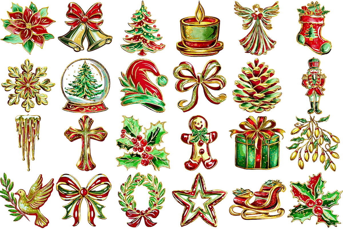 Gold Sparkle Christmas Clipart, an Illustration by Libby Wishes (Photo 2 of 6)