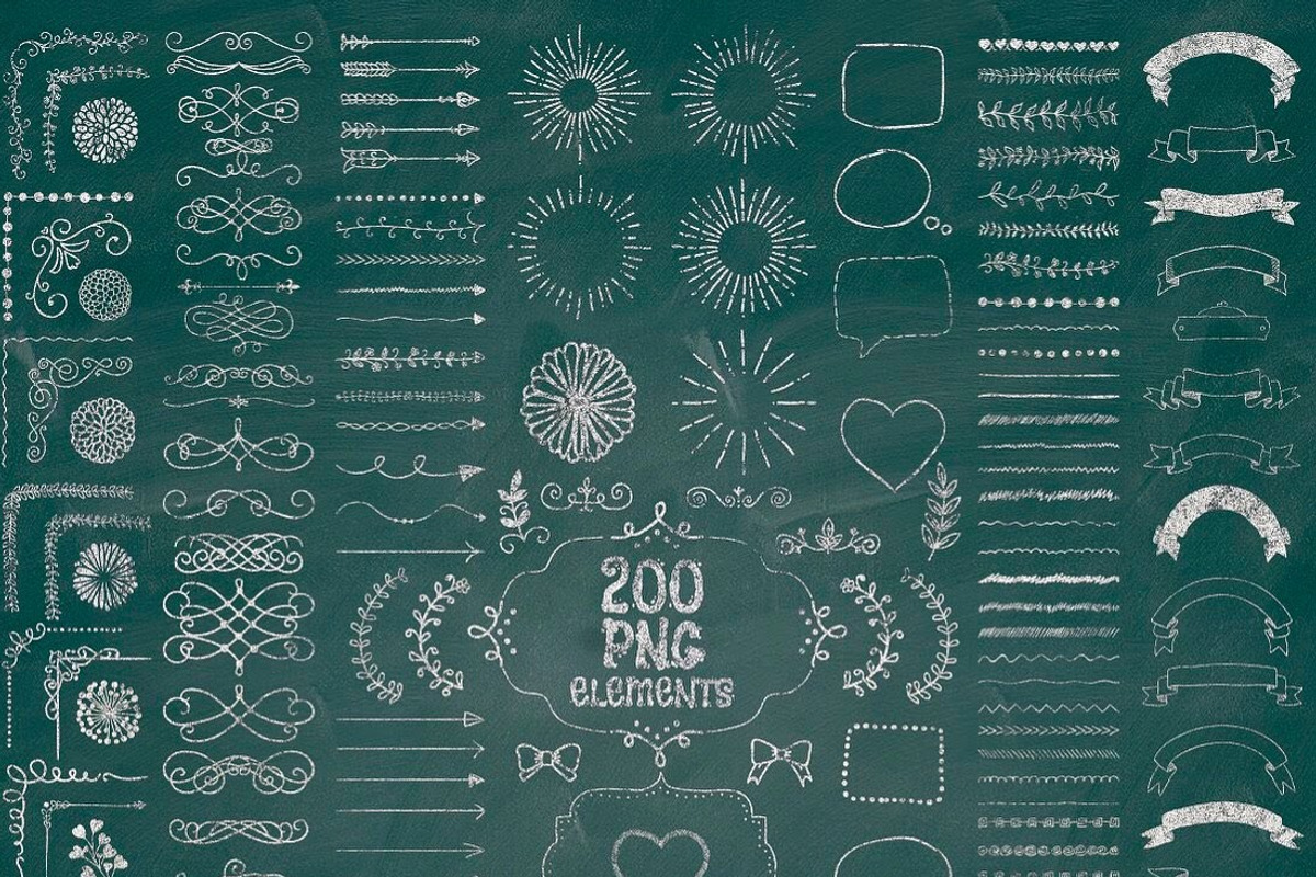 200 Chalk Drawing Elements, an Object Graphic by Olya Creative (Photo 2 of 2)
