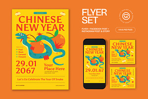 Yellow Chinese New Year Flyer Set, a Flyer Template by graphicook