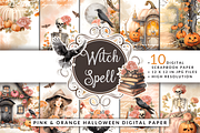 Pink and Orange Halloween Paper, a Background Graphic by Coco Bloom (Thumbnail 1 of 6)