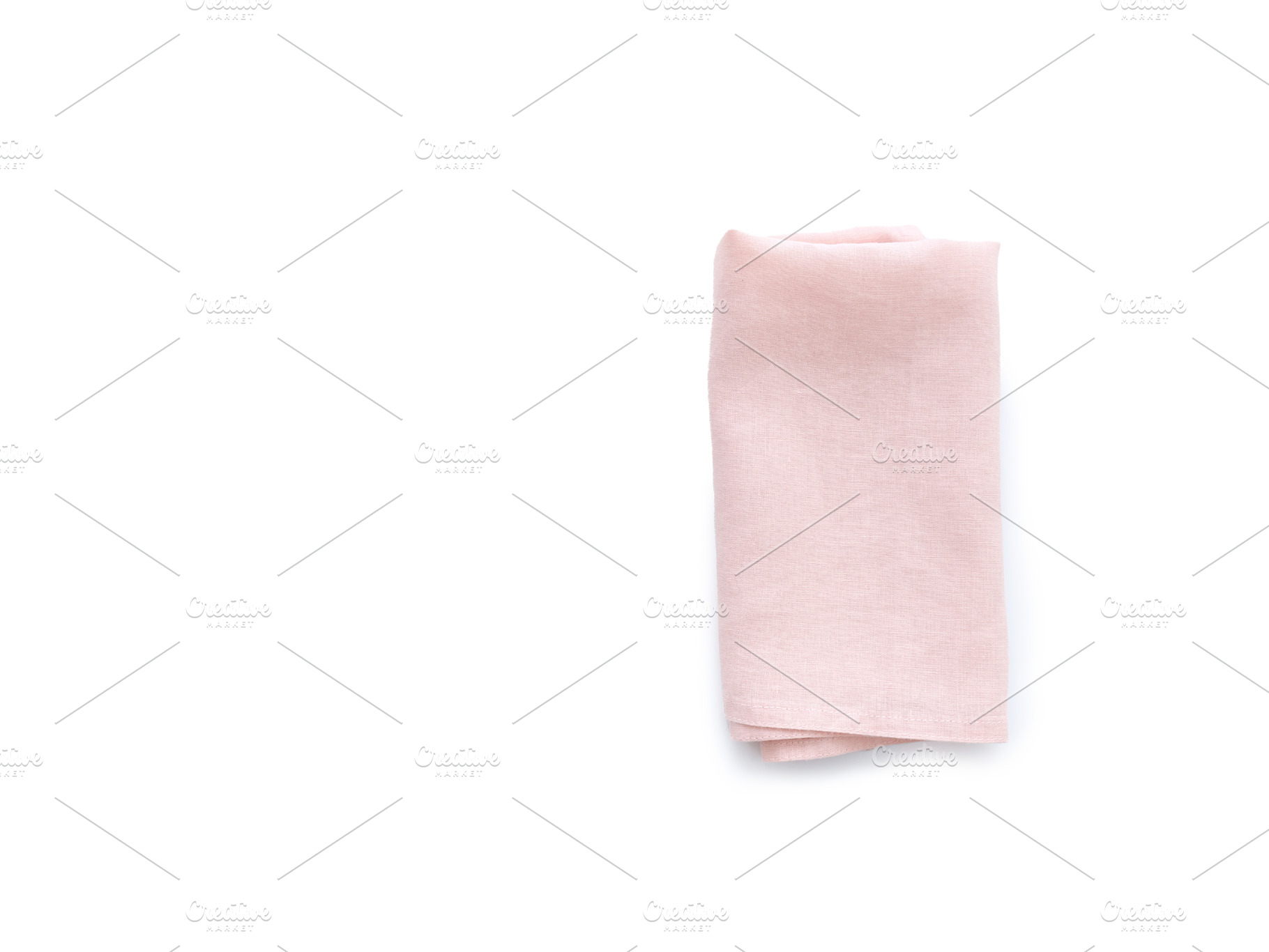 Flat lay with pink linen kitchen napkin isolated on white backgr, a Food & Drink Photo by Asya Nurullina