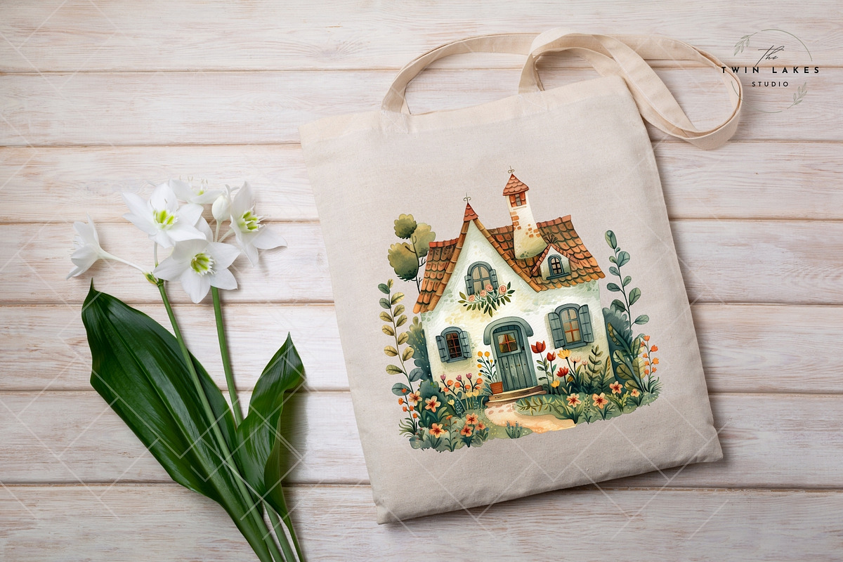 Folk Cottage Homes Clipart Set, an Object Illustration by The Twin Lakes Studio (Photo 9 of 10)